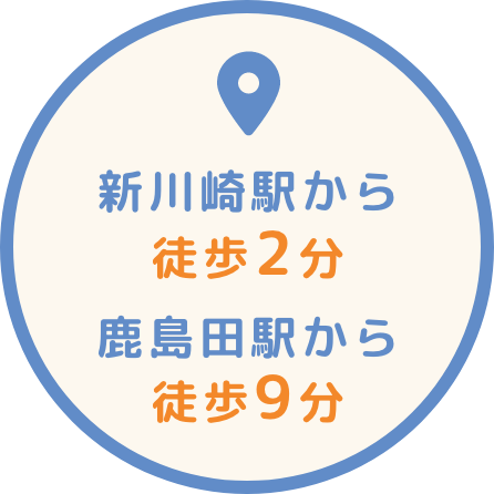 新川崎駅から徒歩2分 鹿島田駅から徒歩9分